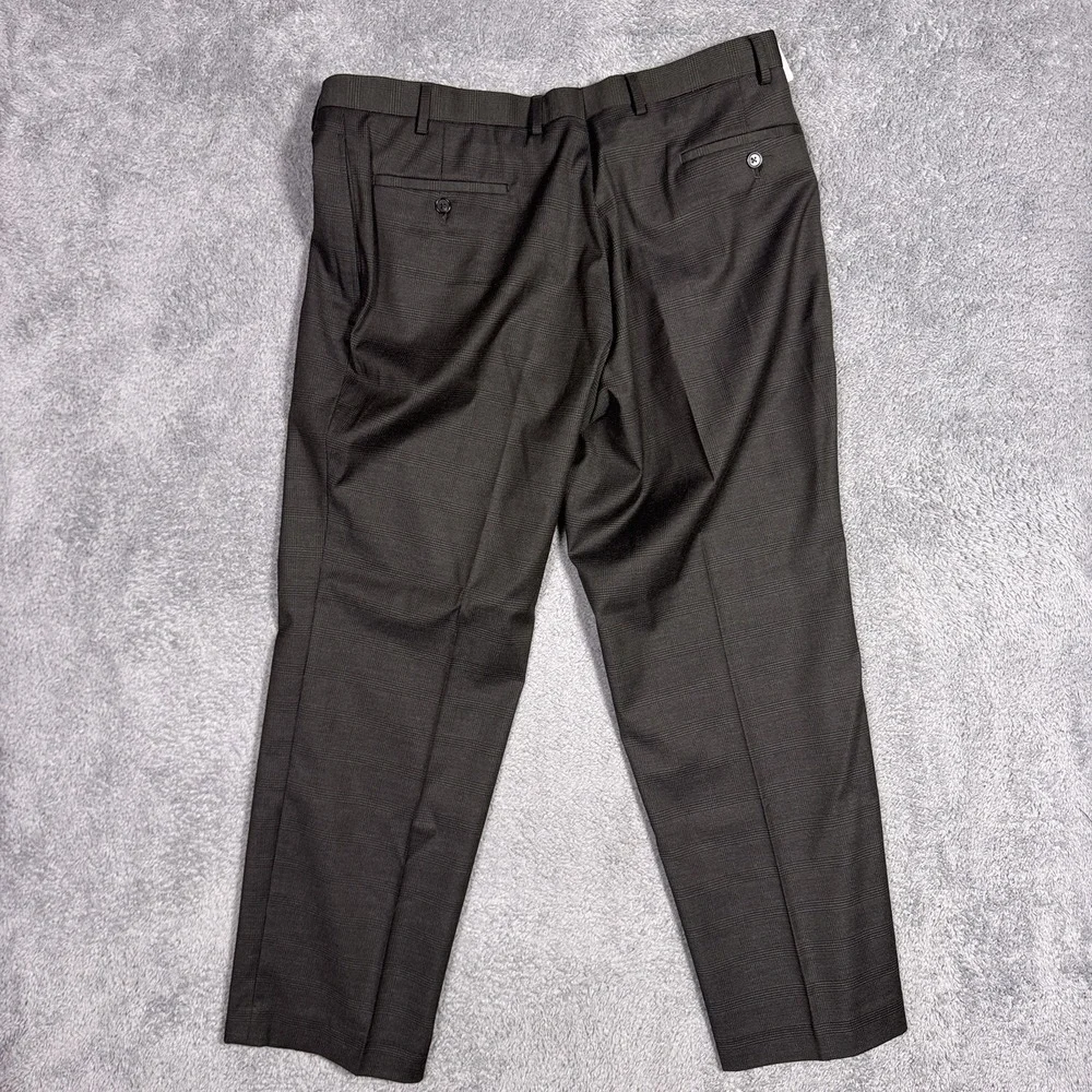 Ralph Lauren Comfort Flex Pants Mens 38x29 Flat Dress Glen Check Olive Trouser